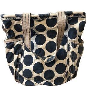 Thirty One Retro Metro Navy Mod Polka Dot Canvas Bag Purse Tote